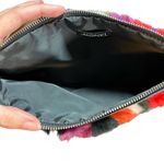 Monki Faux Fur Rainbow Multicolor Clutch Bag Wristlet Zip Pouch Photo 3