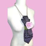 “Dainty Dapper” Purple necktie Necklace with lavender rose adornment Photo 4