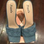 Razzle Woven Denim Mules Block Heel Slip On Sandals Blue Heels Size‎ 10 Photo 2
