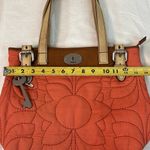 Fossil ‎ Key-Par Coral Quilted Handbag Tote with leather trim double handles Photo 10