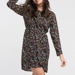 J.Crew Blouson Chiffon Colorful Floral V-Neck Long Sleeve Mini Dress S Black Photo 11