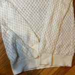 Loft Cream Diamond Knit Crew Neck Long Sleeve Sweater Women's Medium Cotton Wool Photo 3