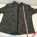 Eileen Fisher  Black White Linen‎ Tweed Leather Trim Zip Front Jacket Size L Photo 10