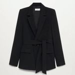 Mango black blazer with waist tie Photo 4