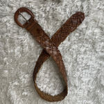 Tan Brown Woven Leather Wide Belt Vintage 38" x 2" Photo 8