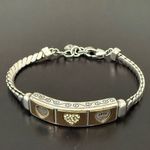 Brighton Retired  Triple Heart Silverplated With Gold Heart ID 8” Bracelet 29g. Photo 1