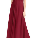 Azazie  Wine Halter Maxi Dress Photo 0