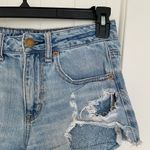 American Eagle  women’s light wash‎ blue denim ripped hi-rise festival shorts 4 Photo 1