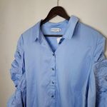 Harshman Blouse Juliana Light Blue Ruffled Sleeve Button Photo 2