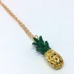 Pineapple Necklace Gold Green Pendant Dainty New Photo 0