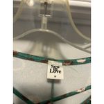 Boutique Womens Knit TOP 3/4 Sleeve GREEN Brown LEOPARD Size Medium Cross Frint Photo 1