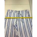 Per Se  PXL Blue Striped Linen Blend‎ Drawstring Waist Wide Leg Pants Photo 4