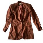 Vintage Tribal Linen Blazer Brown Size 6 Photo 2