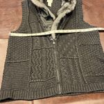 Chico's Arya Faux Fur Cable Knit Zip Up Sweater Vest Womens Medium 1 Black Gray Photo 14