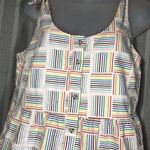 Linen rainbow pride button down tiered ruffle sleeveless short dress Small Photo 9