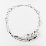 ZARA Silver Body Torso Chain Link Chunky Artsy Art Deco Necklace Statement Piece Photo 0