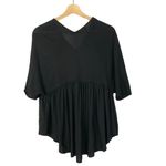 ZARA Black V-Neck Ruffle Hem Babydoll Short Sleeve Top M Photo 1