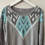 Urban Outfitters Ecote UO Pullover Knit Sweater Womens Size M Turquoise Gray Western Boho Photo 2