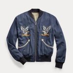 RRL Reversible Bomber Jacket Eagle Embroidery Twill Western Indigo Tan 4 EUC Blue Size undefined Photo 0