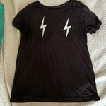 Chaser  black double lightening bolt t shirt size medium EDGY FEMININE Photo 0