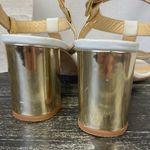 Kate Spade White & Gold Strappy Ankle Close Heel Shoes 6 Photo 4