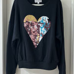 Wildfox Black Oversized Sequin Heart Sweatshirt, Size Large Photo 0