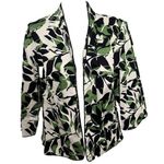 Dressbarn open Blazer jacket size 14 16 blue green tropical leaves Photo 0