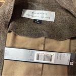 Tahari ASL faux leather blazer draped shawl jacket size‎ 2 Brown Photo 2