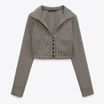 ZARA houndstooth crop long sleeve shirt Photo 1