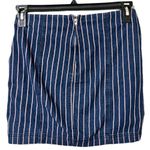 Altar'd State  small mini skirt blue red pinstripe zips up back stretchy denim Photo 2