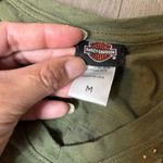Harley Davidson Womens Shirt Olive Green Rhinestone Studded Wings M Size M Photo 5