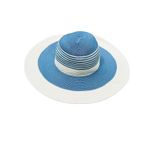 Calvin Klein  Blue White Striped Paper Wide Brimmed Sun Hat Photo 4