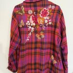 Johnny Was  Flannel 3J Workshop Embroidered Shacket L Photo 2
