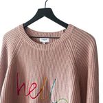 AnnieWear Pink Knit Sweater “Hello” Graphic Pullover Rainbow Letters Size XL Photo 2