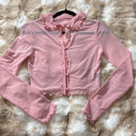Cute pink see through long sleeve top Size XS Photo 0