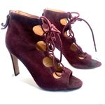 Nine West "UNFORGETTABLE" PURPLE SUEDE LACE UP BOOTIE STILETTO HEELS (6M) Photo 2