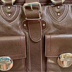 Marc Jacobs  Cognac Leather Venetia Satchel Bag, Silver Hardware & Red Stitching Photo 8