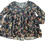 Rokoko Women's Black Floral Tunic with Multicolor Leaves Photo 0