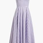NWT Hill House Daphne in Lilac Jacquard Check Gingham Cotton Midi Dress S Purple Photo 0