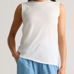 Quince  Cotton Modal Muscle Tank High Neck‎ White Size XL Photo 0