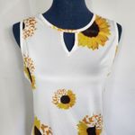 White Sleeveless Sunflower Print Dress NWT Yellow Size L Photo 1