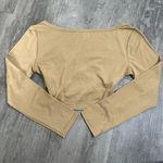 Cross Front VNeck Beige Cropped Top Size Small Tan Photo 1