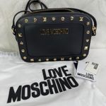 Love moschino Studded Leather Black and Gold Crossbody Bag New! Photo 5