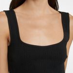 Vince  Ribbed Knit Cotton Blend Crop Top Size Large Black Stretch Photo 0