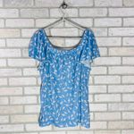 Loft NWT Bee Linen Smocked Square Neck Top in Mellow Blue Size XL Photo 8