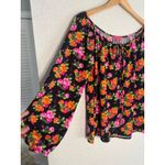 Betsey Johnson NEW Black Dark Goth Roses Peasant Top Black Pink Valentines Photo 1