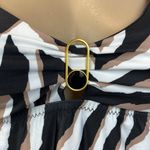 Trina Turk  Black White & Brown Striped Animal Print Tankini Swim Suit Top 8 Photo 2