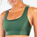 Fabletics Paige Low Impact Sports Bra Green Silver Strappy Back Sz Large Photo 0