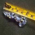 Vintage Light Blue Rhinestone & AB Rhinestones Glass Paisley Brooch Pin 2” Photo 4