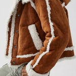 Free People  Western Bohemian Vegan Suede Exchange Shearling Jacket Coat XL Photo 0